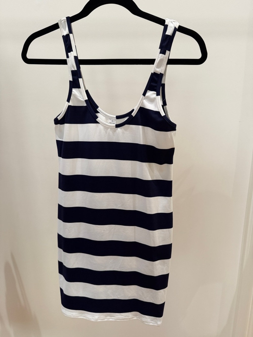 Striped Navy and White Swim Coverup Tank Dress